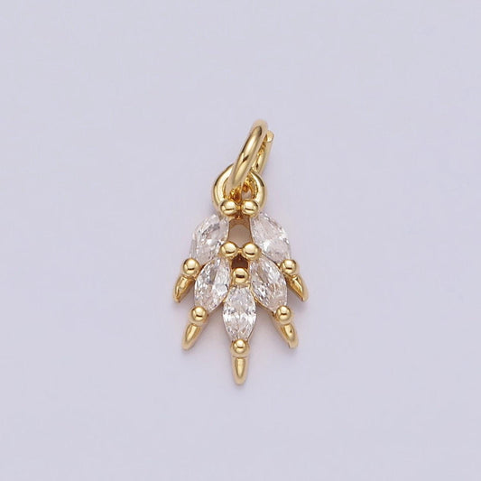Small gold charm multiple clear marquise cz leaf mini add-on charm | n1094
