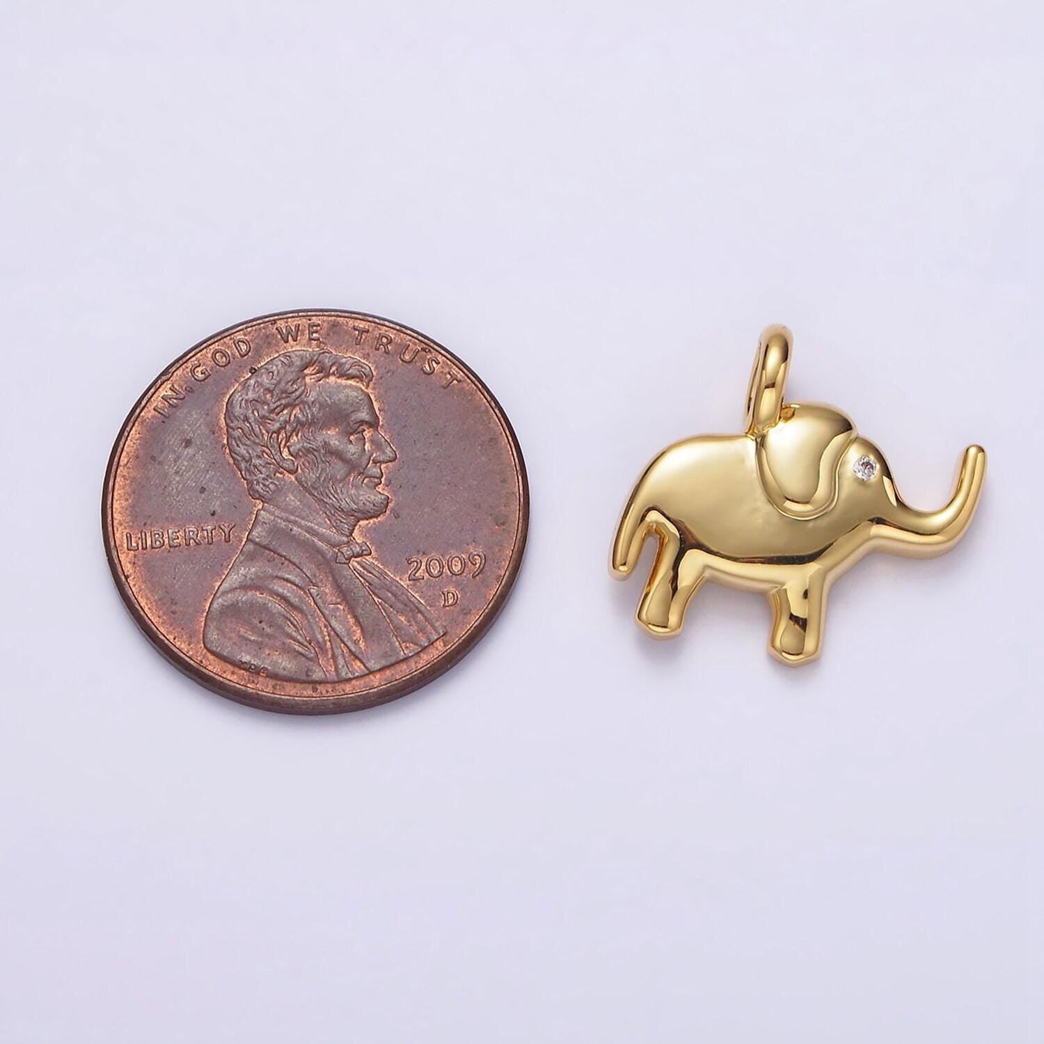 Dainty elephant charm silver dumbo pendant wild safari animal 24k gold filled diy charm add on necklace bracelet | n-1085