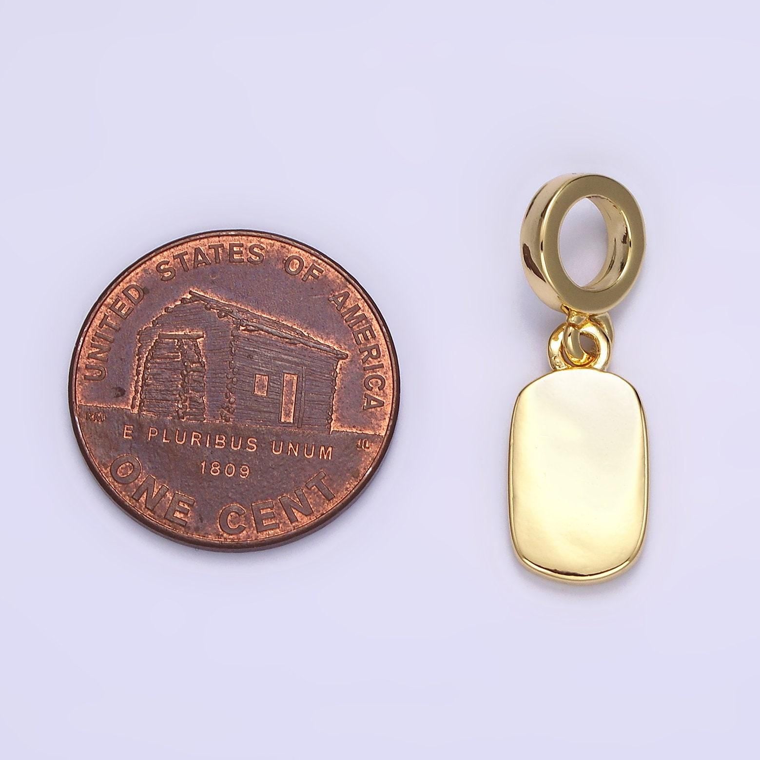 14k gold filled mini engravable rectangular bar charm | n1022