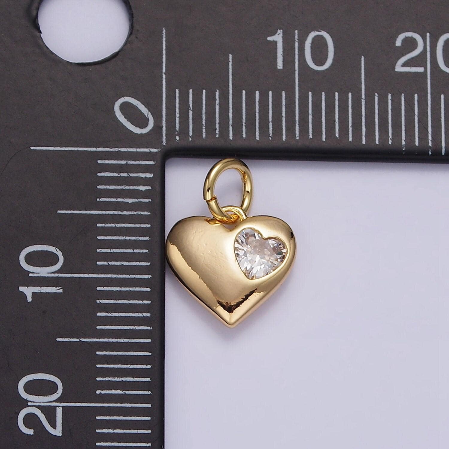 16k gold filled clear cz double heart add-on charm | n1009