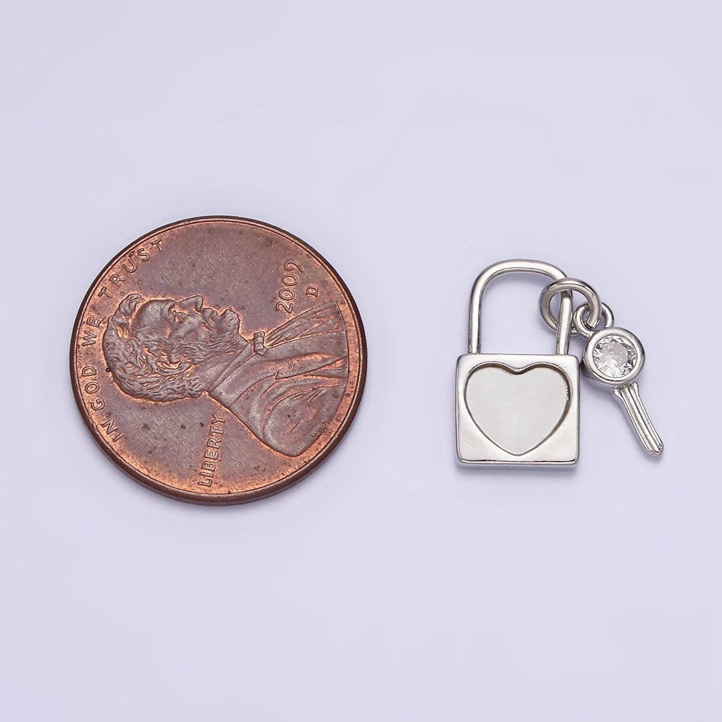 Silver padlock and key cz micro pave charm pendant lock and key charm necklace for statement necklace component n-1007