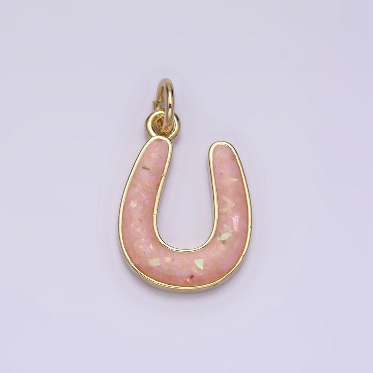 1 piece dainty opal horseshoe charm lucky gold filled bezel horse shoe dangle pendant lightweight opal drop charm n-1000