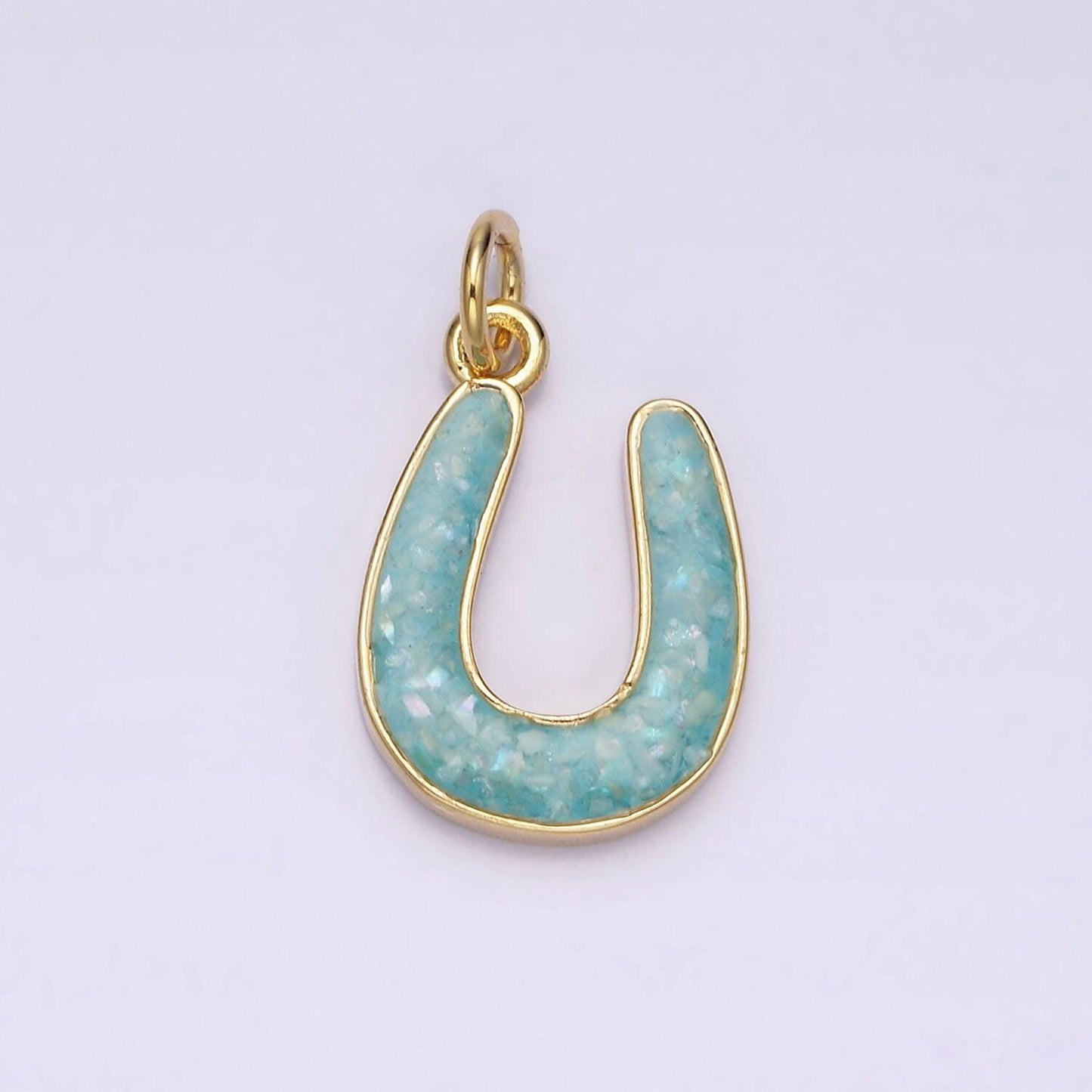 1 piece dainty opal horseshoe charm lucky gold filled bezel horse shoe dangle pendant lightweight opal drop charm n-1000