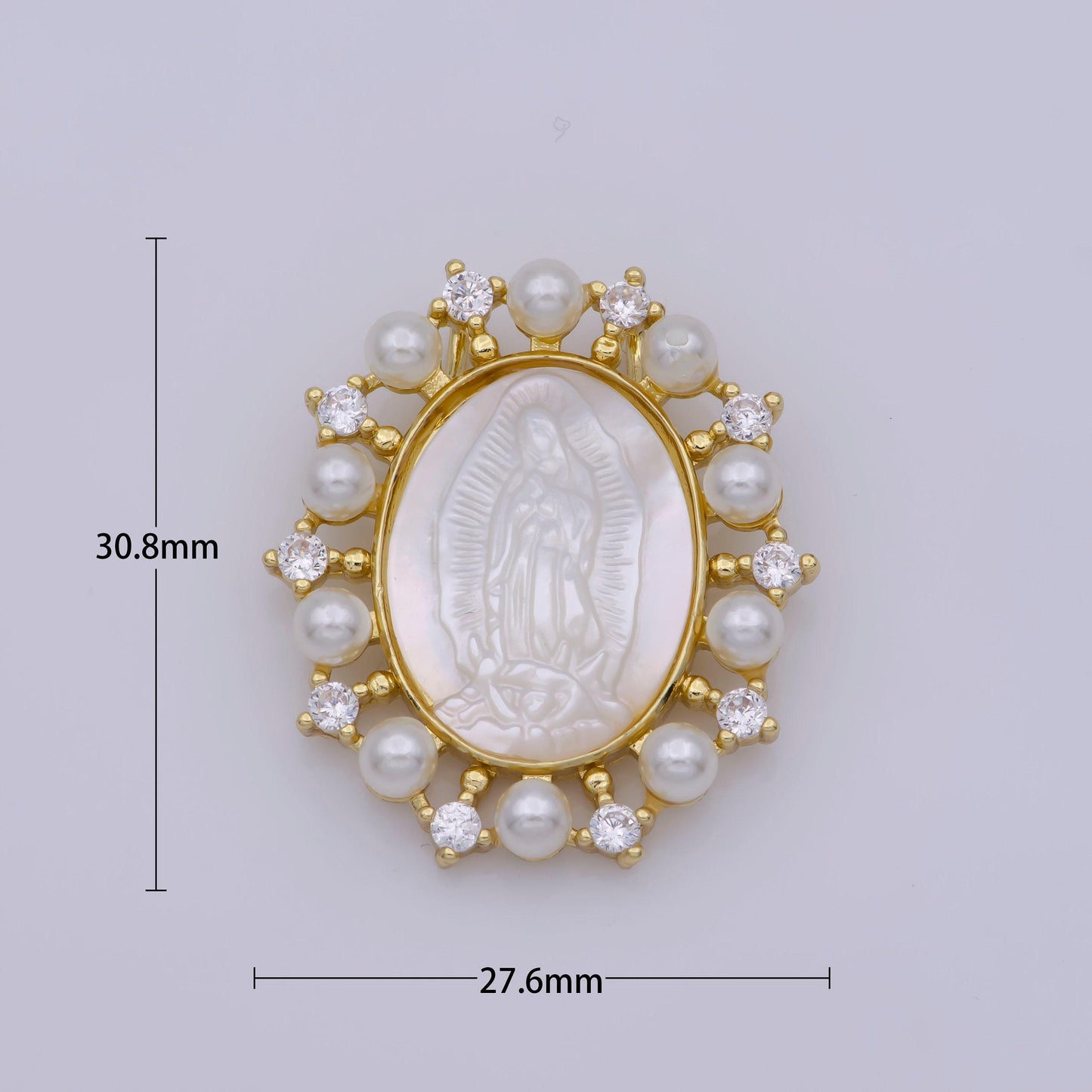 14k gold filled mother of pearl virgin mary, silver lady of guadalupe medallion charm pendant, shell virgin mary, cross charm