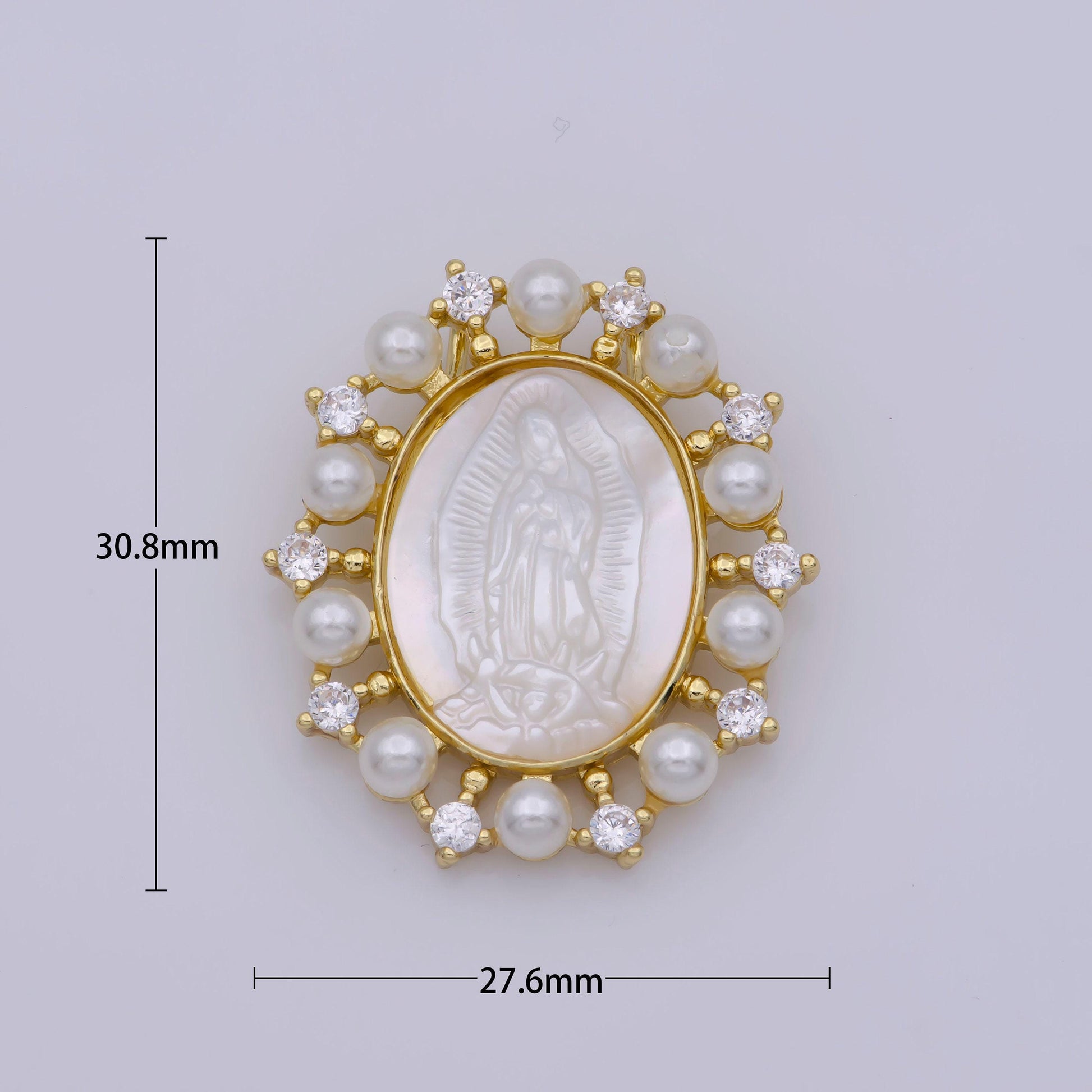 14k gold filled mother of pearl virgin mary, silver lady of guadalupe medallion charm pendant, shell virgin mary, cross charm