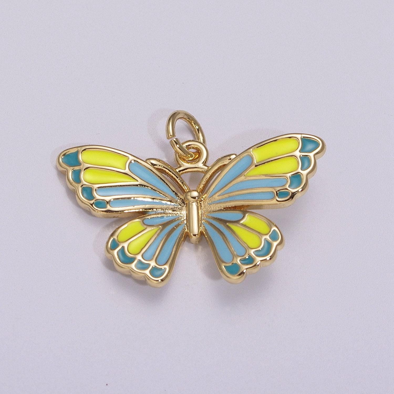 Enamel mariposa butterfly charm 3 colors butterfly charm pendant for necklace earring supply component in 14k gold filled,m907-m910