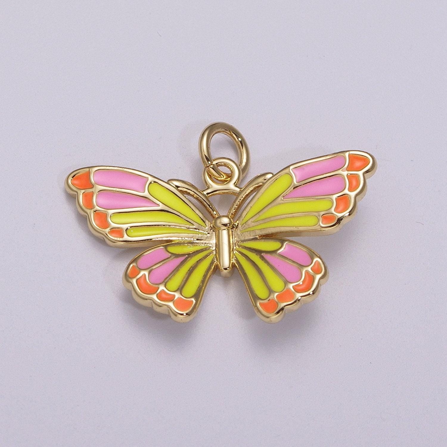 Enamel mariposa butterfly charm 3 colors butterfly charm pendant for necklace earring supply component in 14k gold filled,m907-m910