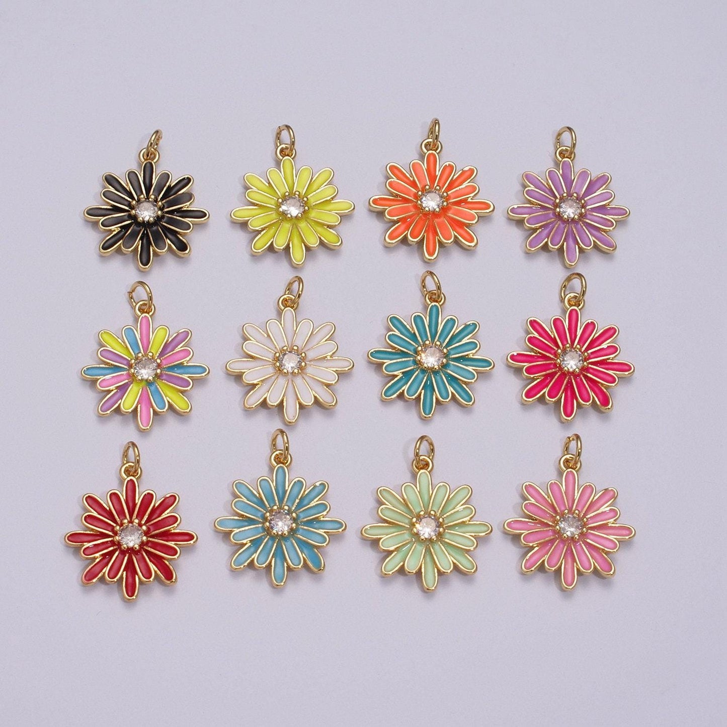 Chrysant charm necklace, gift for her, enamel pendant bracelet earring necklace for woman, flower jewelry minimalist floral m-876 - m-881