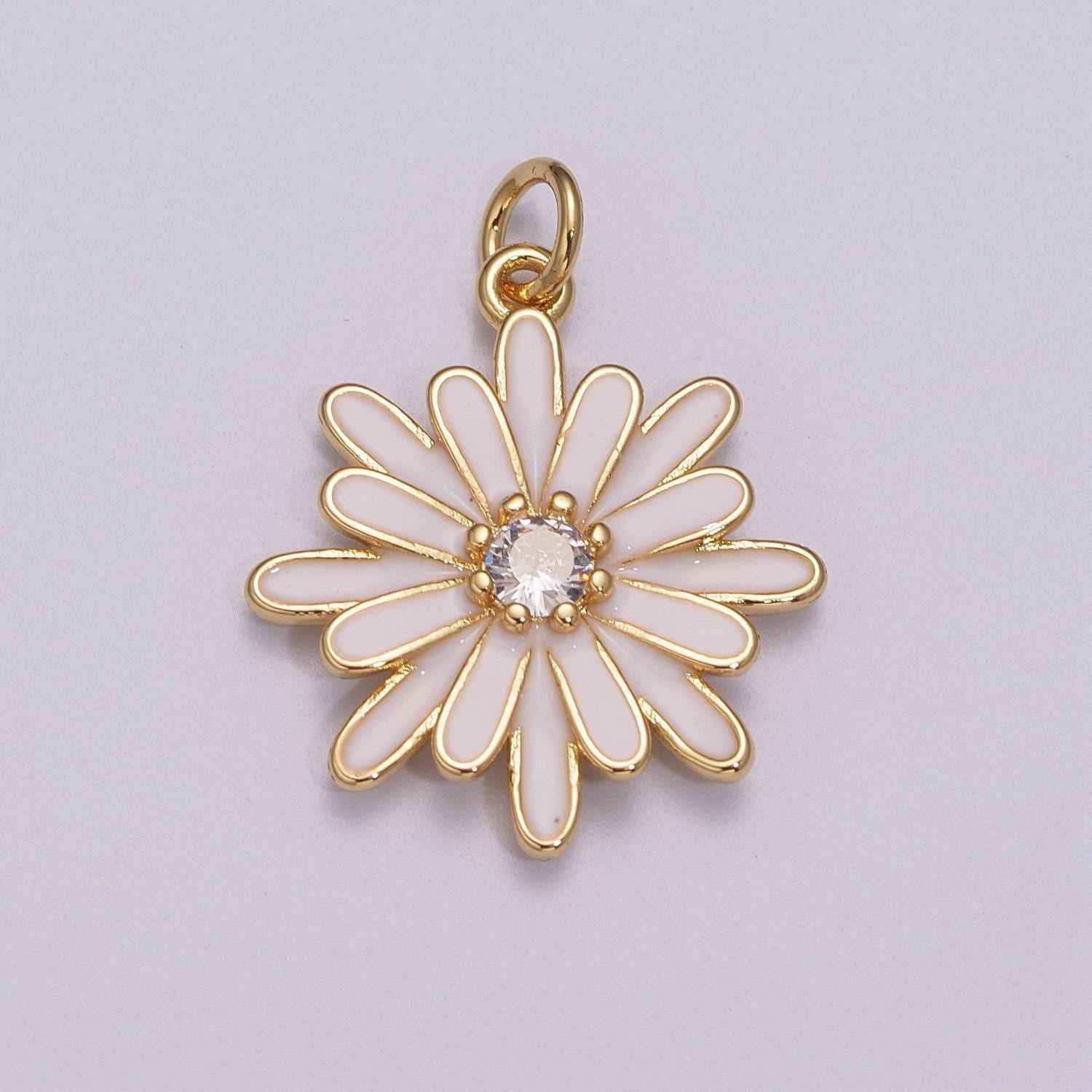 Chrysant charm necklace, gift for her, enamel pendant bracelet earring necklace for woman, flower jewelry minimalist floral m-876 - m-881
