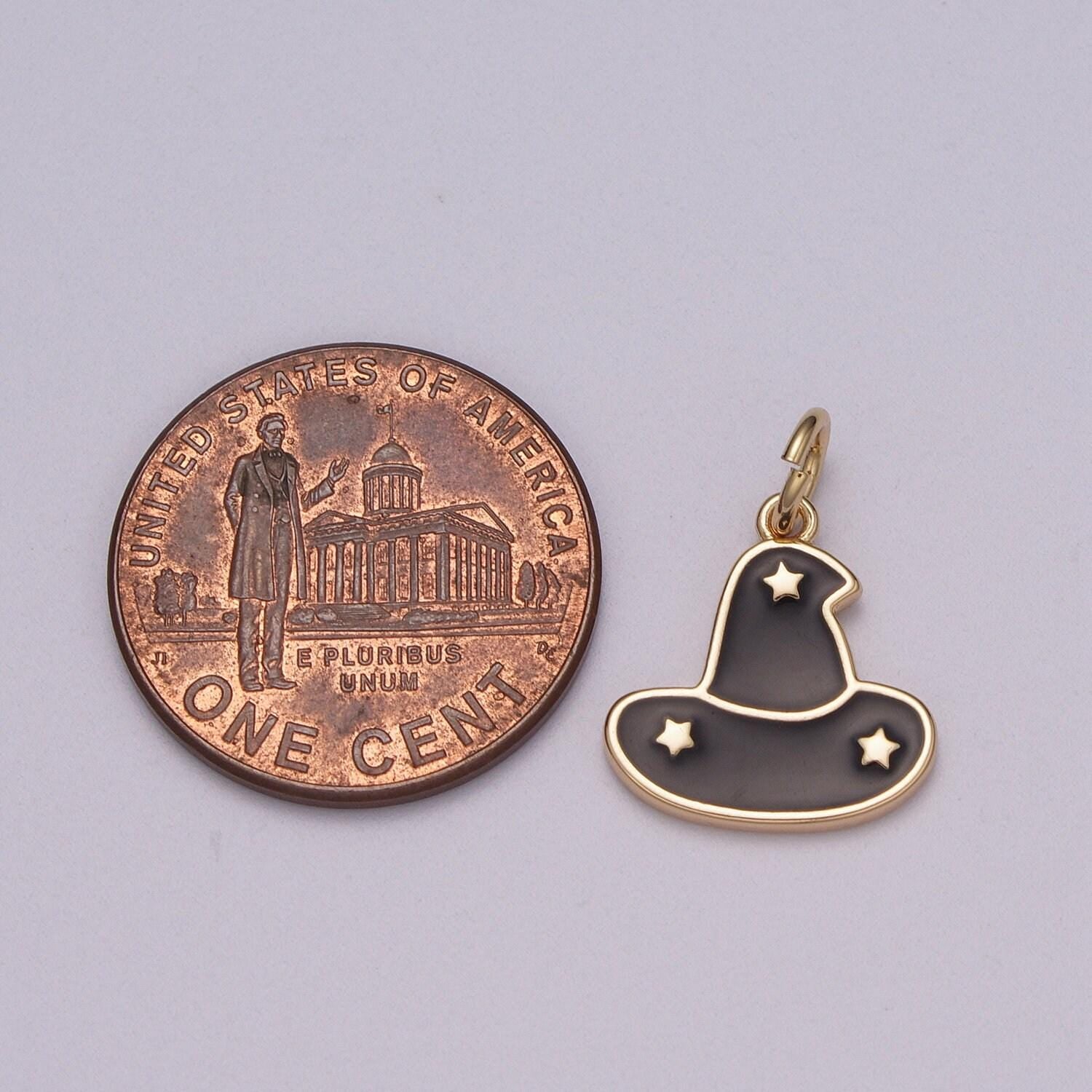 Black white sorcerer apprentice miniature hat charm with star fantasia wizard pendant bracelet necklace earring halloween jewelry inispired