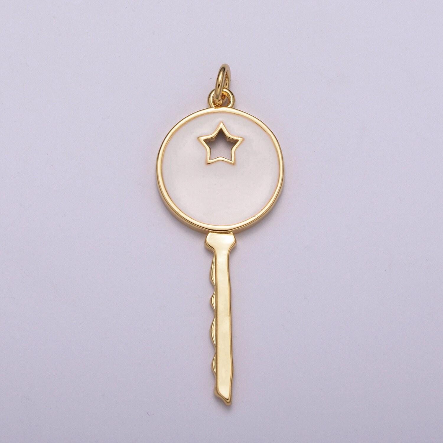 1pc gold key enamel charms, star charm with color enamel to choose charm medallion for necklace,m-815~m-817