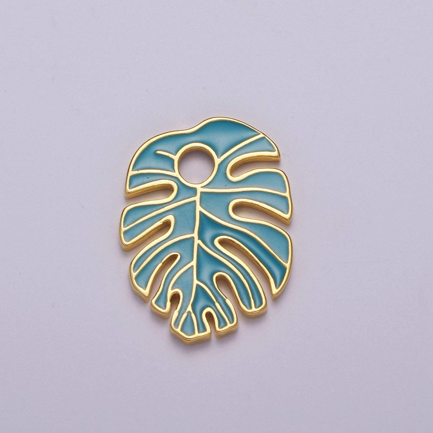 Colorful enamel tropical monstera leaf plant charm necklace bracelet earring pendant gold filled leaf nature charm large leaf charm