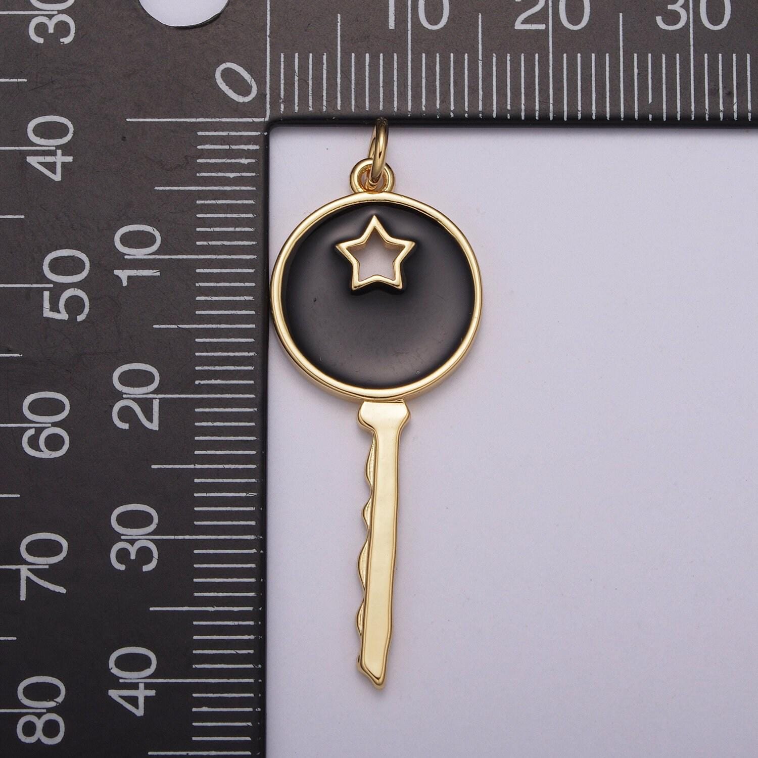 1pc gold key enamel charms, star charm with color enamel to choose charm medallion for necklace,m-815~m-817