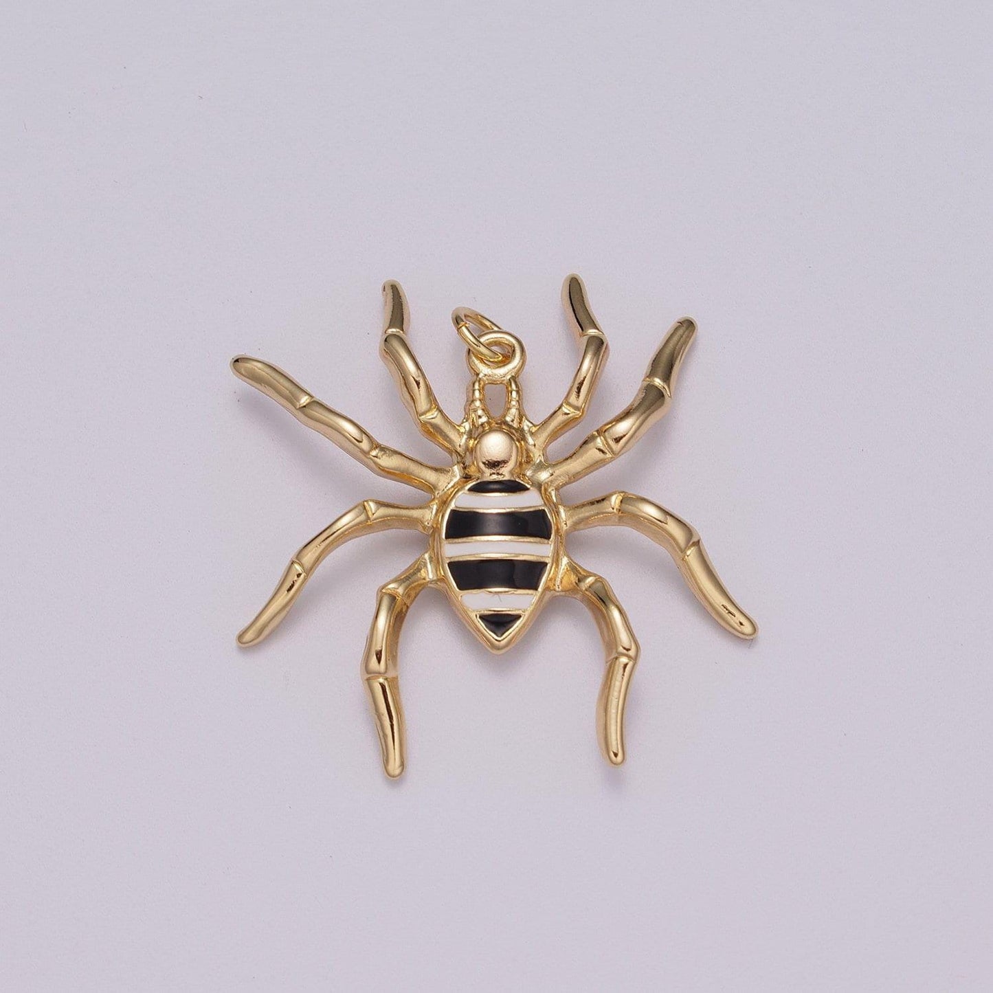 Big black spider charm pendant | enamel spider charm | halloween enamel pendants | halloween inspired spider charms | black spider charm