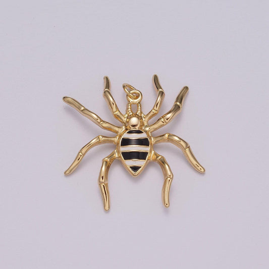 Big black spider charm pendant | enamel spider charm | halloween enamel pendants | halloween inspired spider charms | black spider charm