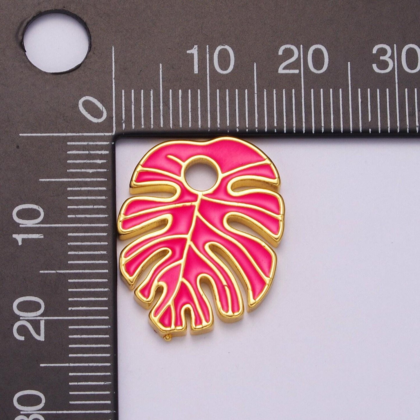 Colorful enamel tropical monstera leaf plant charm necklace bracelet earring pendant gold filled leaf nature charm large leaf charm