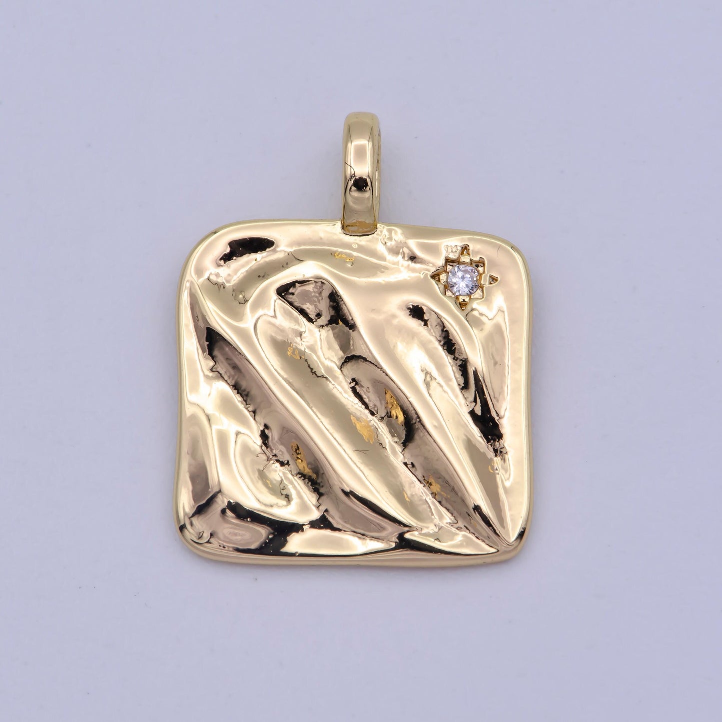 Mini gold heirloom square charm micro pave star charm minimalist jewelry pendant for necklace bracelet component