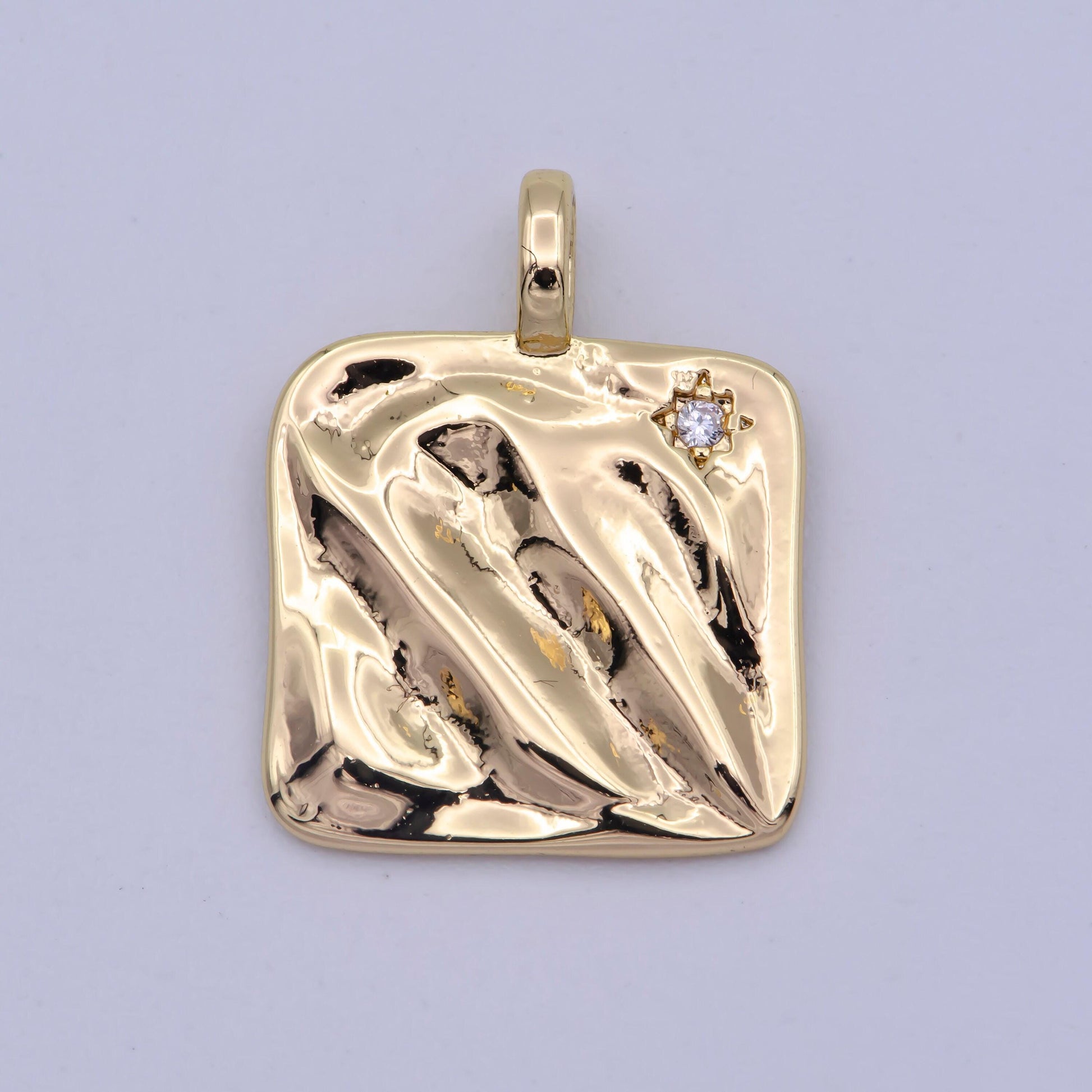 Mini gold heirloom square charm micro pave star charm minimalist jewelry pendant for necklace bracelet component