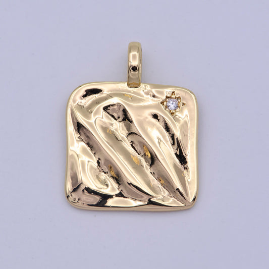 Mini gold heirloom square charm micro pave star charm minimalist jewelry pendant for necklace bracelet component