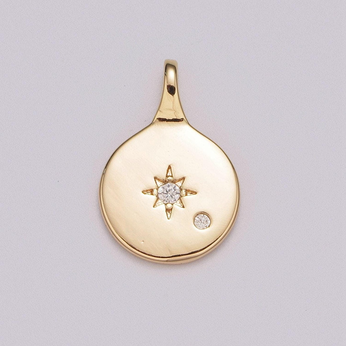Gold north star charms, 19x23mm gold pendant, north charm, coin charms, sky charms, gold charms, medallion charms, disc charm