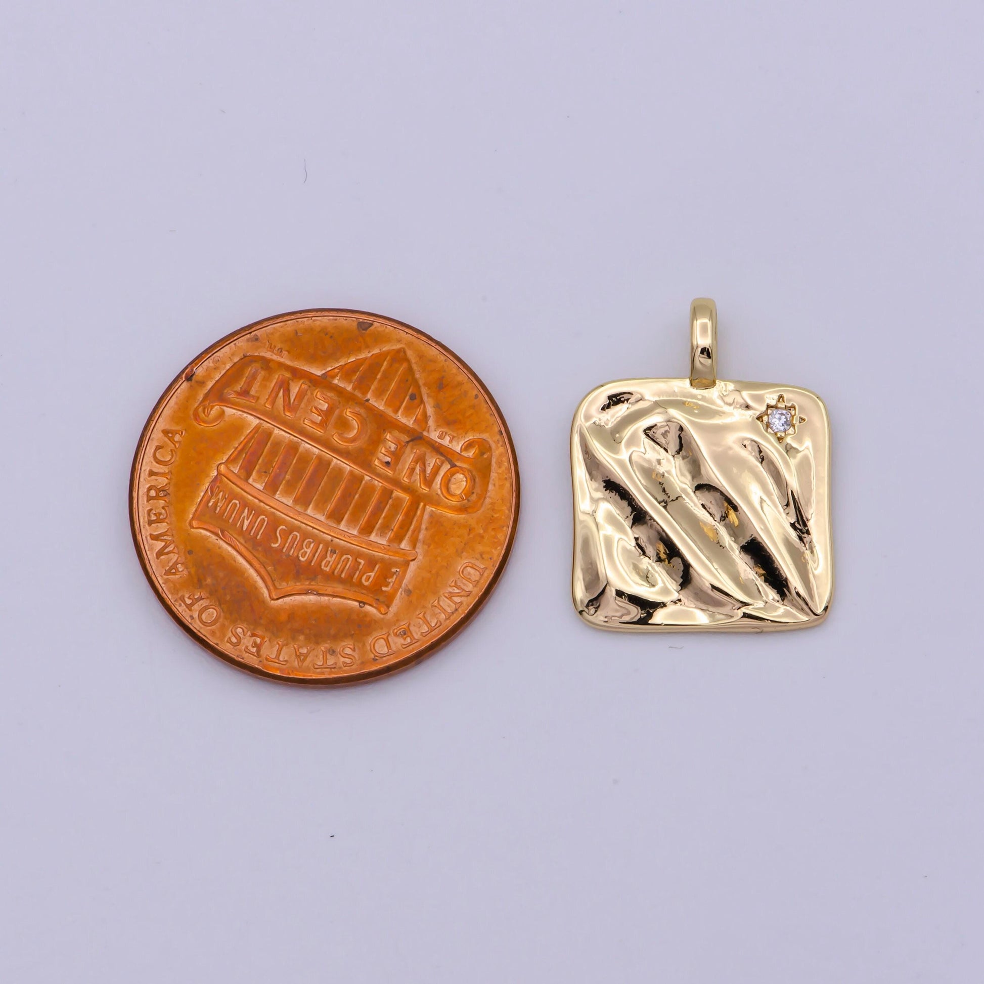 Mini gold heirloom square charm micro pave star charm minimalist jewelry pendant for necklace bracelet component