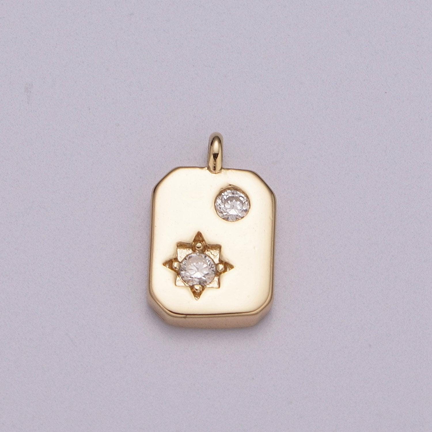 Mini star pendant, rectangle cubic charm, jewelry suppliers, north star charm, 18k gold filled finding for necklace bracelet supply | m-778
