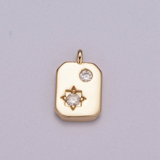 Mini star pendant, rectangle cubic charm, jewelry suppliers, north star charm, 18k gold filled finding for necklace bracelet supply | m-778