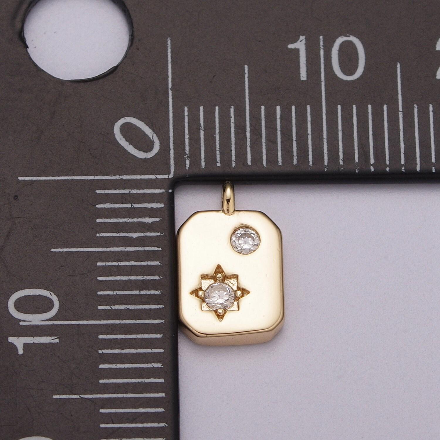 Mini star pendant, rectangle cubic charm, jewelry suppliers, north star charm, 18k gold filled finding for necklace bracelet supply | m-778