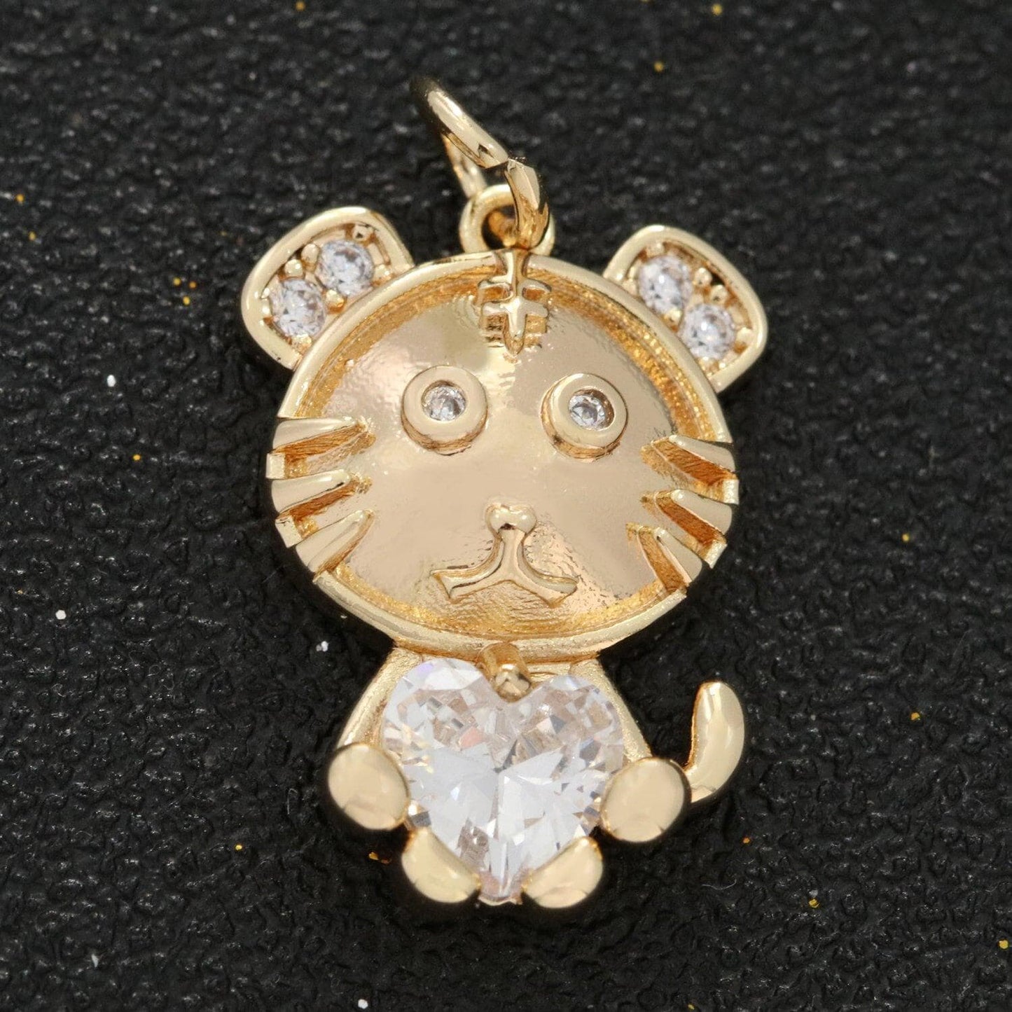 Dainty gold tiger charm for neklace bracelet earring kids jewelry making supply cute animal charm add on charm