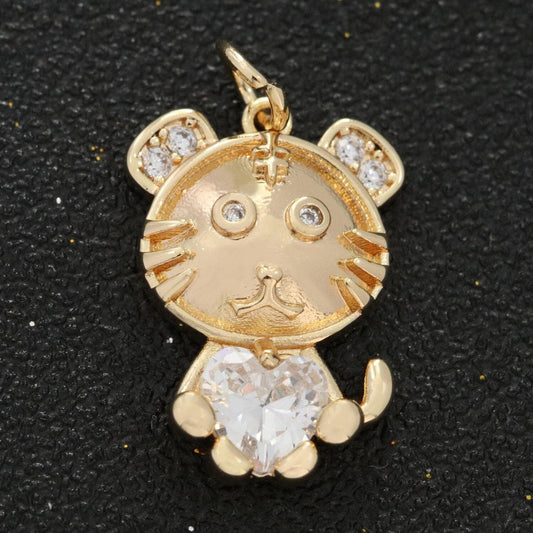 Dainty gold tiger charm for neklace bracelet earring kids jewelry making supply cute animal charm add on charm