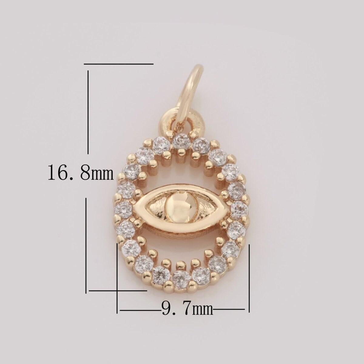 Dainty 18k gold filled hamsa hand evil eye star charm micro pave mini cz pendant for bracelet necklace earring minimalist jewelry m-750