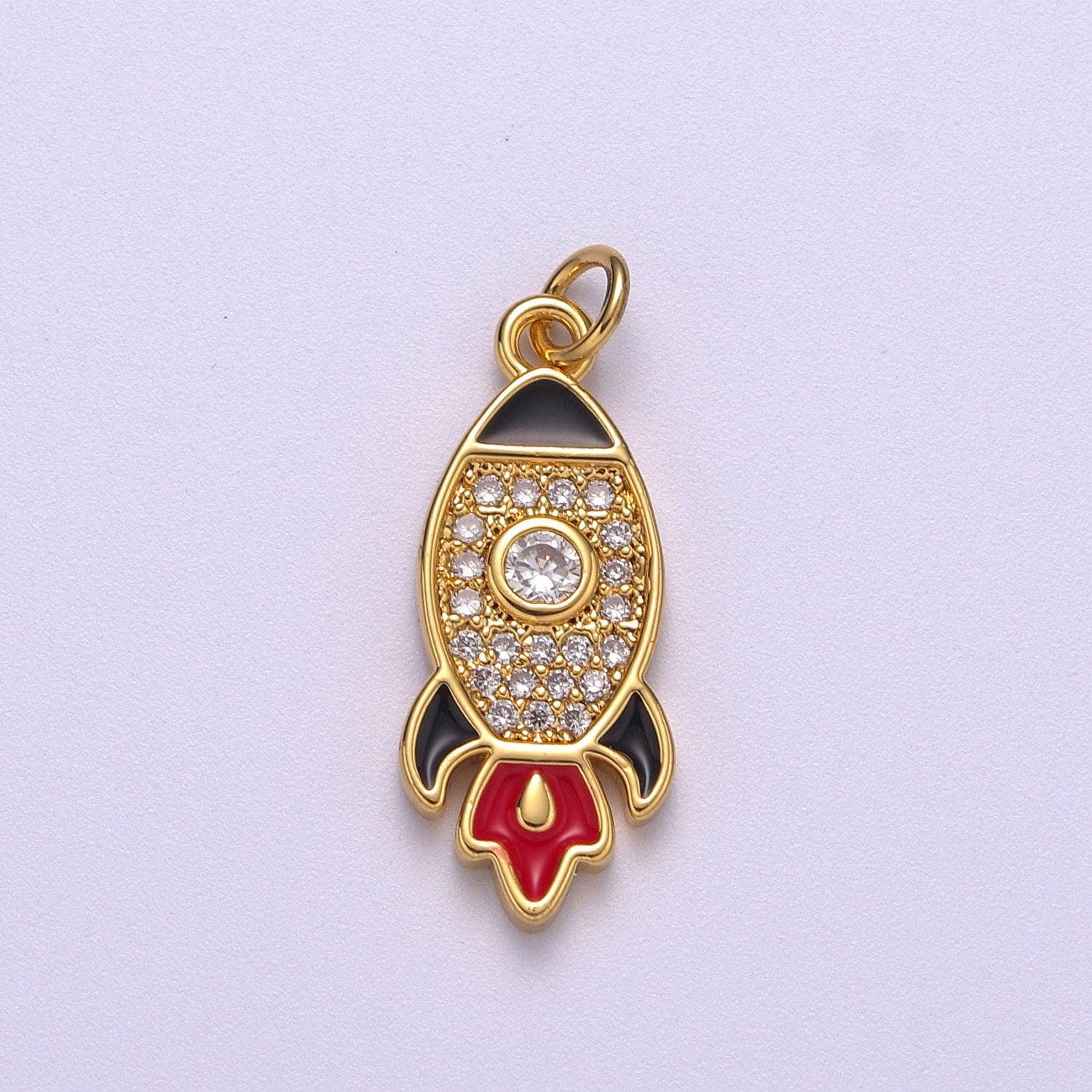 18k gold filled to the moon rocket emoji charm stocks, game stop stonks funny gift for her, day trader fintwit woman girl supply