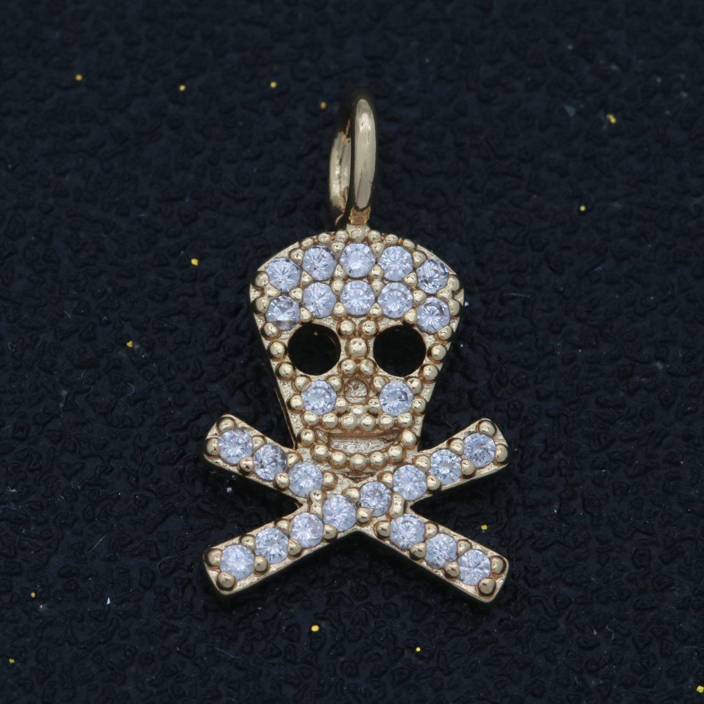 Dainty 18k gold filled skull charm micro pave danger skull charm for halloween jewelry inspired m-742