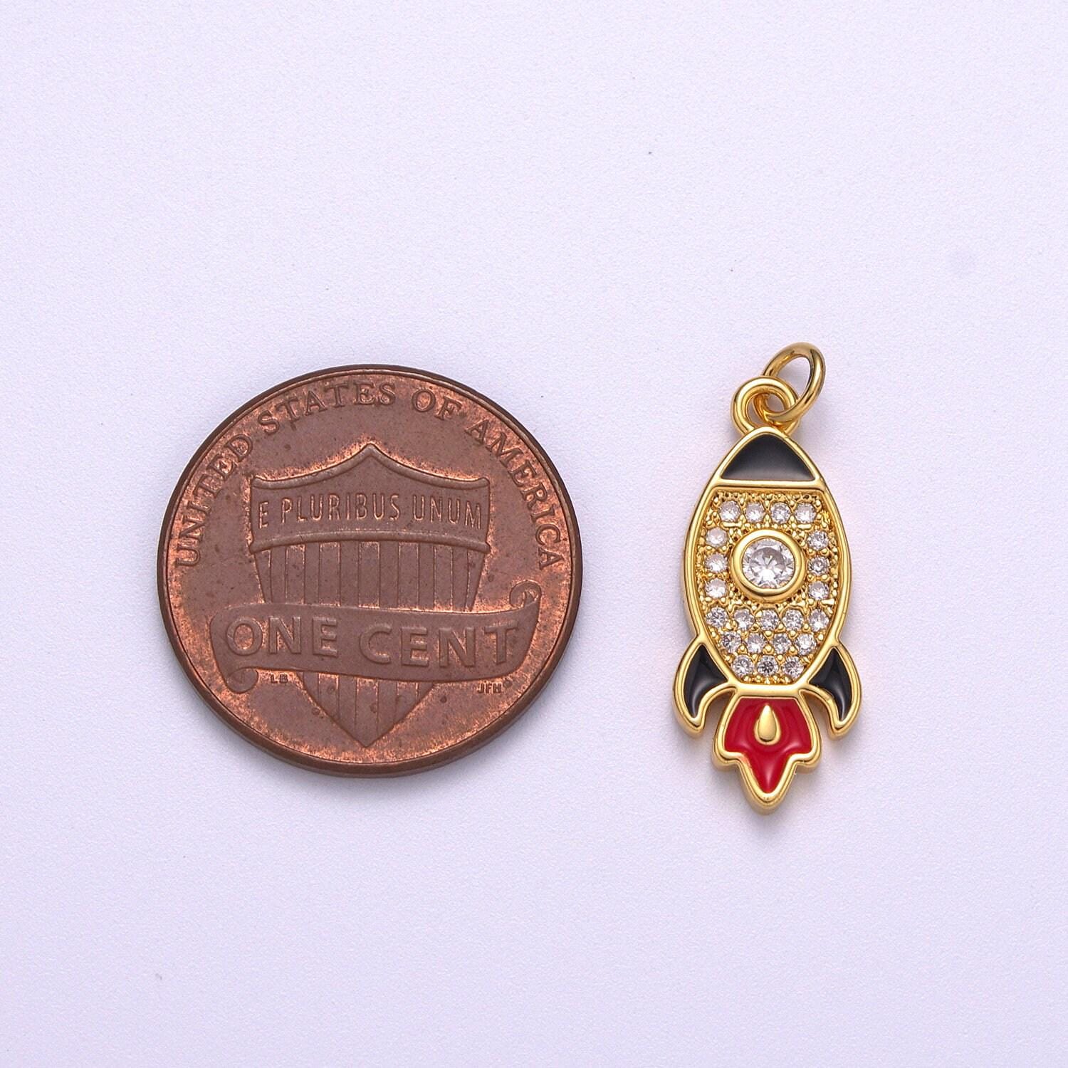 18k gold filled to the moon rocket emoji charm stocks, game stop stonks funny gift for her, day trader fintwit woman girl supply