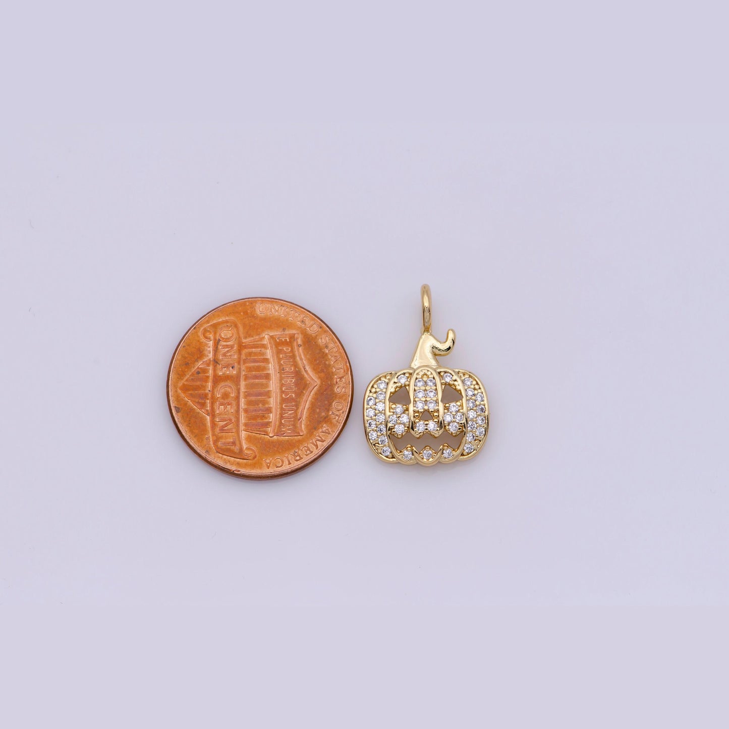 Cubic gold filled jack o lantern pumpkin face cz micro pave charm bracelet necklace earring pendant for halloween jewelry making, m-739