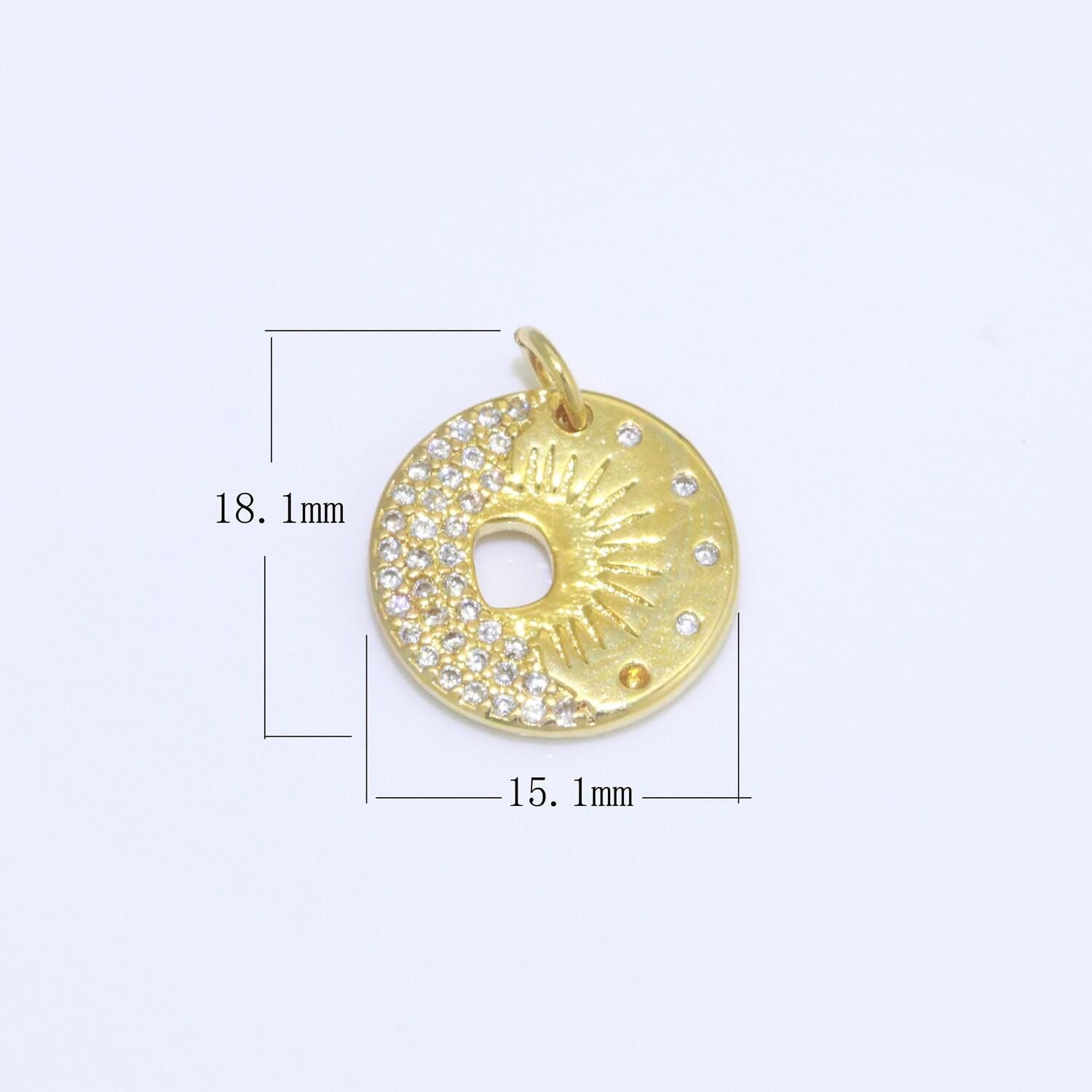 Mini gold moon charm, cubic zirconia celestial pendant charm, sun charm necklace earring bracelet diy jewelry m693