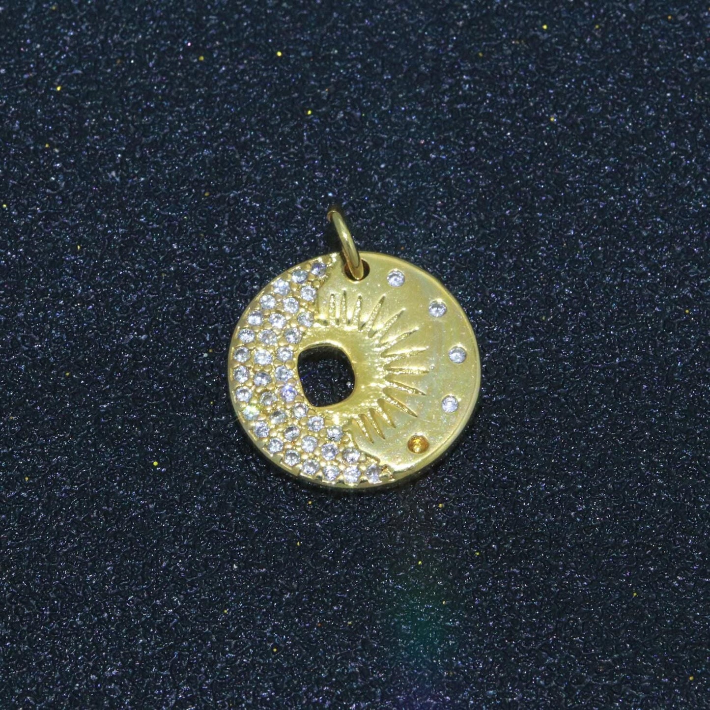 Mini gold moon charm, cubic zirconia celestial pendant charm, sun charm necklace earring bracelet diy jewelry m693