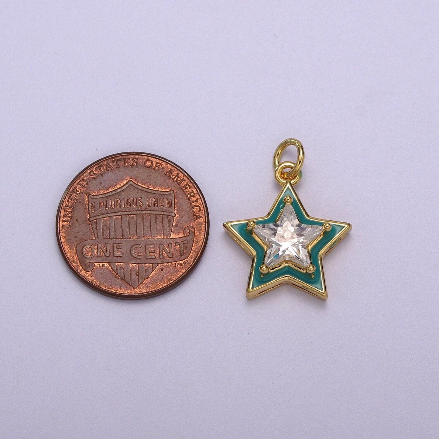 1pc gold star enamel solitaire cz charms, cubic celestial charm with color enamel to choose charm medallion for necklace,m-678-m681