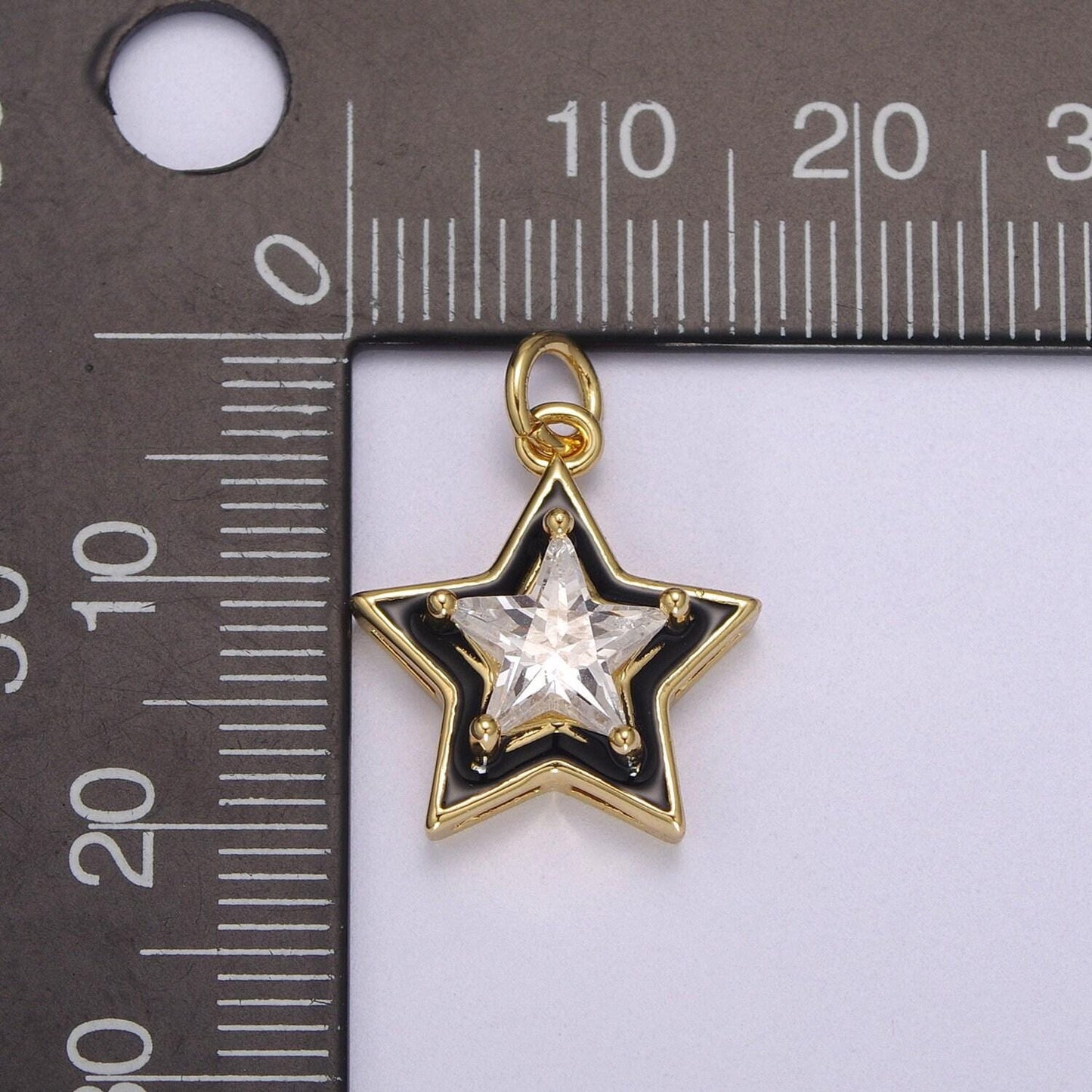 1pc gold star enamel solitaire cz charms, cubic celestial charm with color enamel to choose charm medallion for necklace,m-678-m681