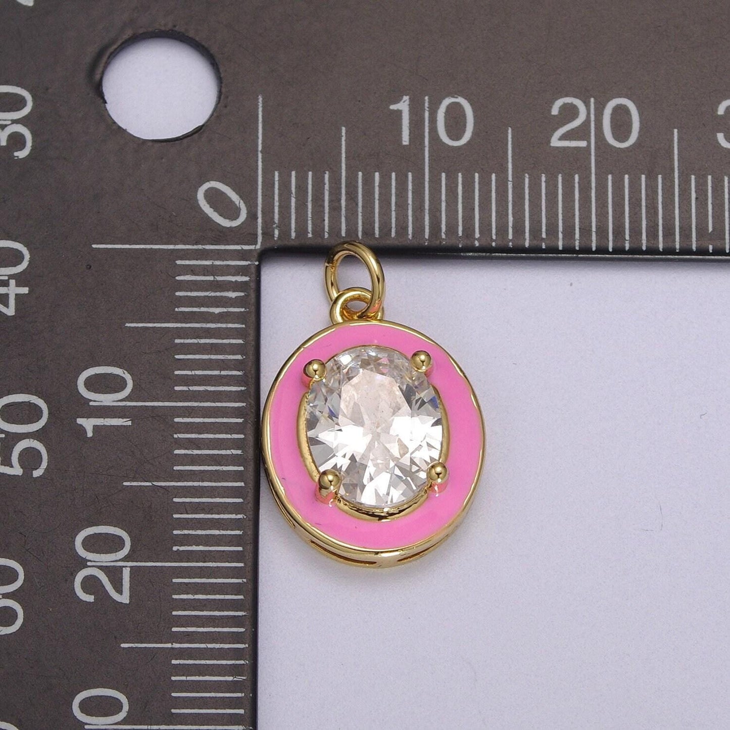 1pc gold oval enamel solitaire cz charms, cubic o charm in round disc charm medallion for necklace,m-658-m661