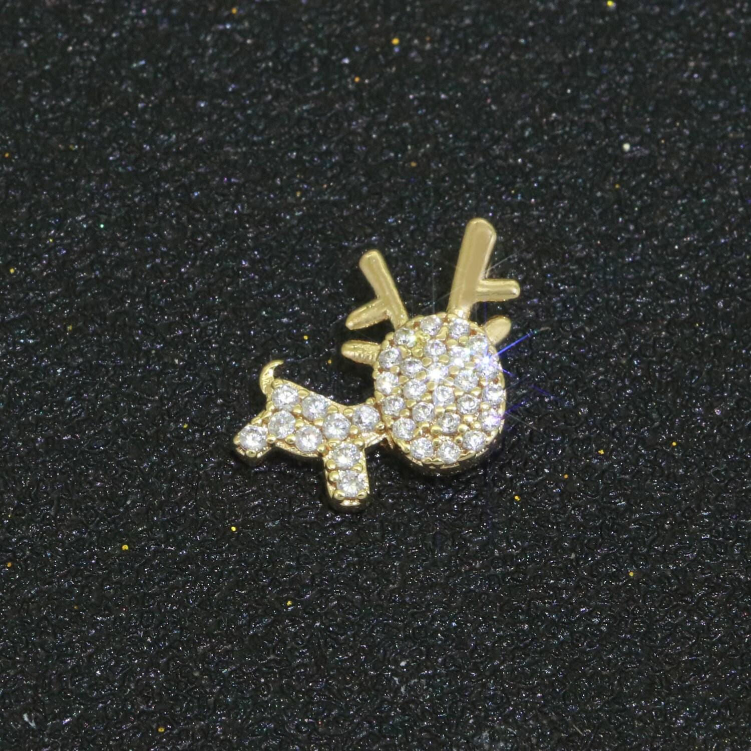 Dainty christmas charms micro pave holiday collection santa, stocking, snow man, reindeer, tree pendant jewelry necklace bracelet earring