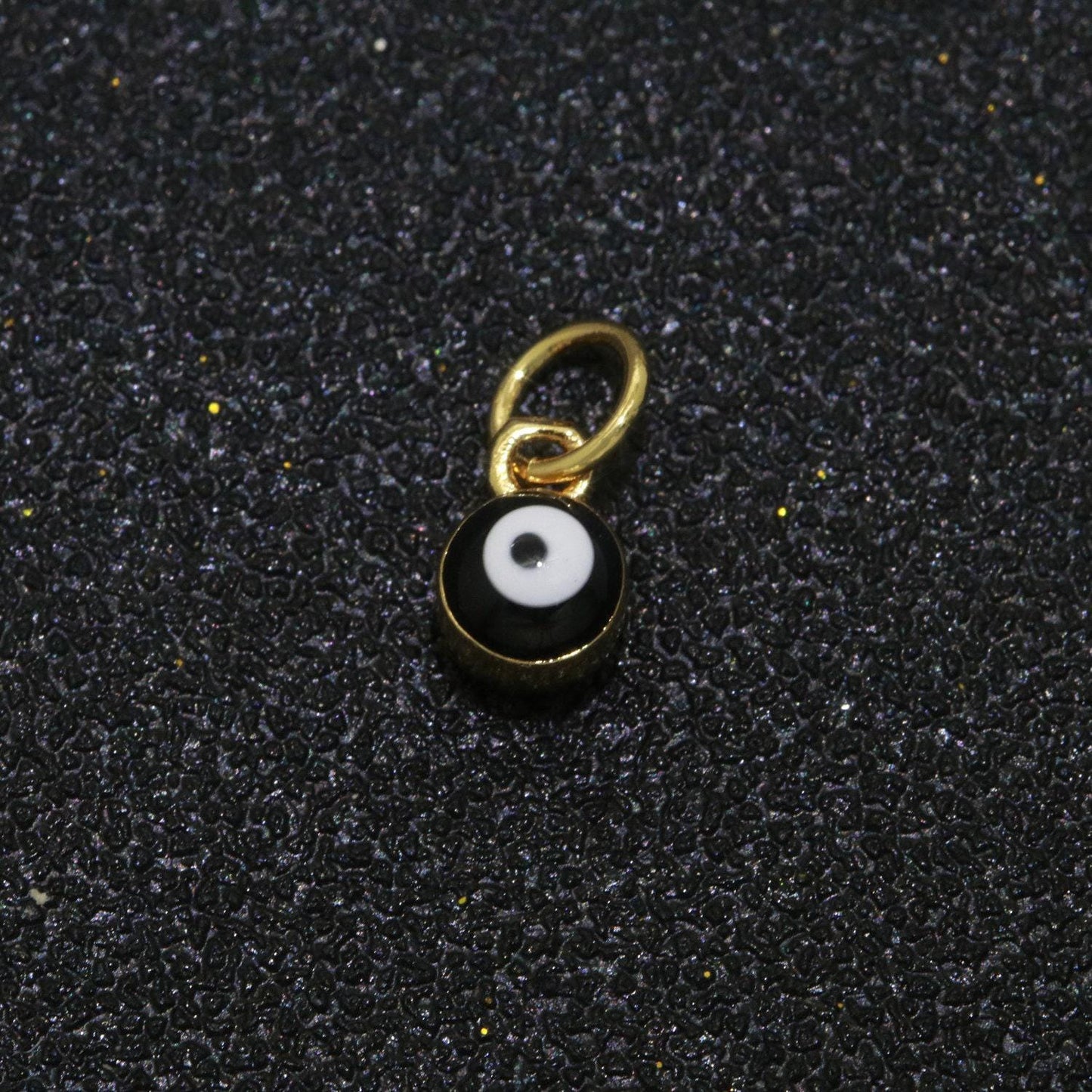 Dainty gold mini enamel evil eyes charm, tiny round evil eye charm, pendants for necklace bracelet earring add on charm,m-579