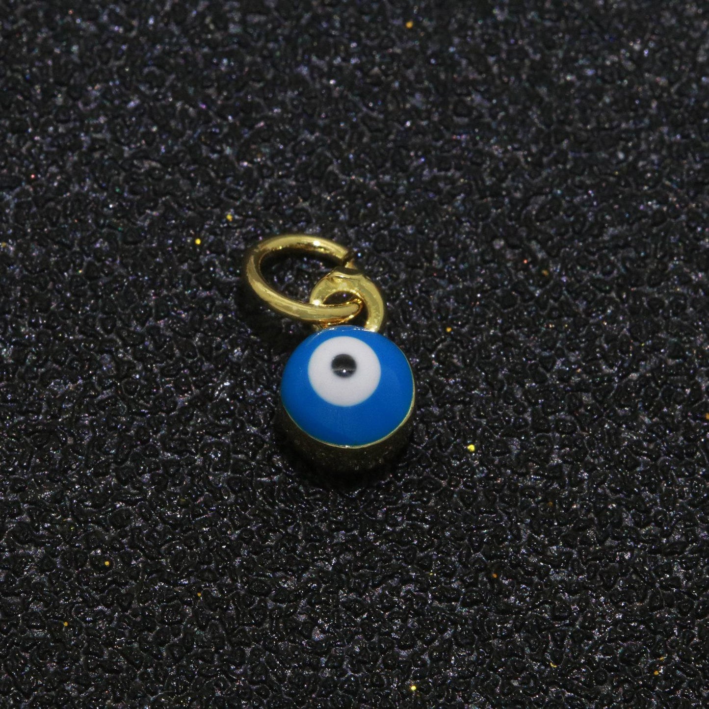 Dainty gold mini enamel evil eyes charm, tiny round evil eye charm, pendants for necklace bracelet earring add on charm,m-579