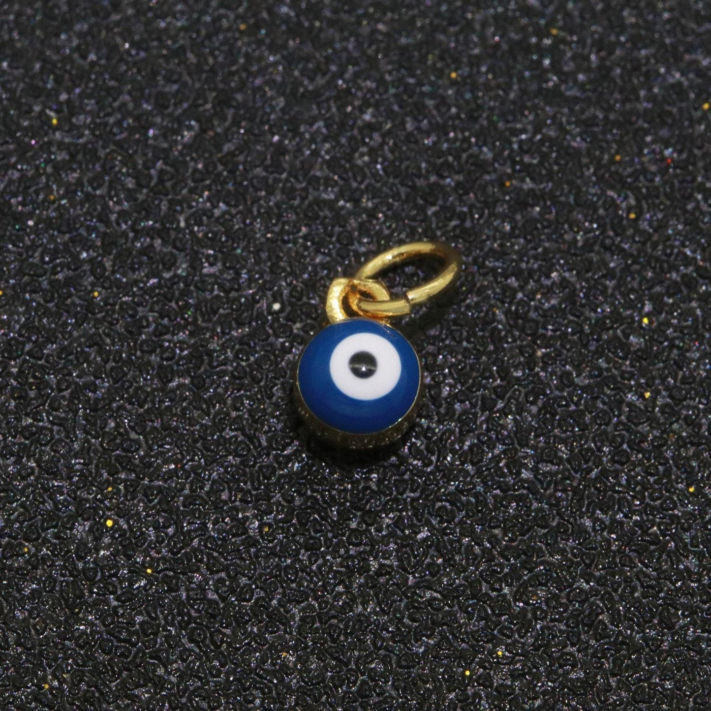Dainty gold mini enamel evil eyes charm, tiny round evil eye charm, pendants for necklace bracelet earring add on charm,m-579
