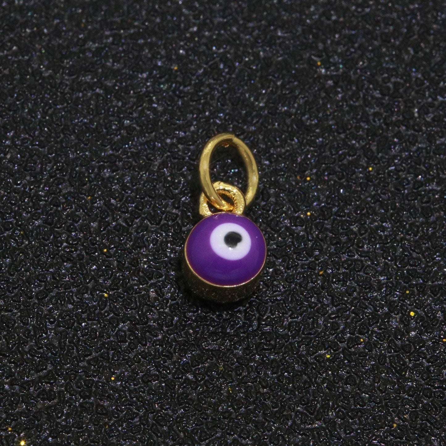 Dainty gold mini enamel evil eyes charm, tiny round evil eye charm, pendants for necklace bracelet earring add on charm,m-579
