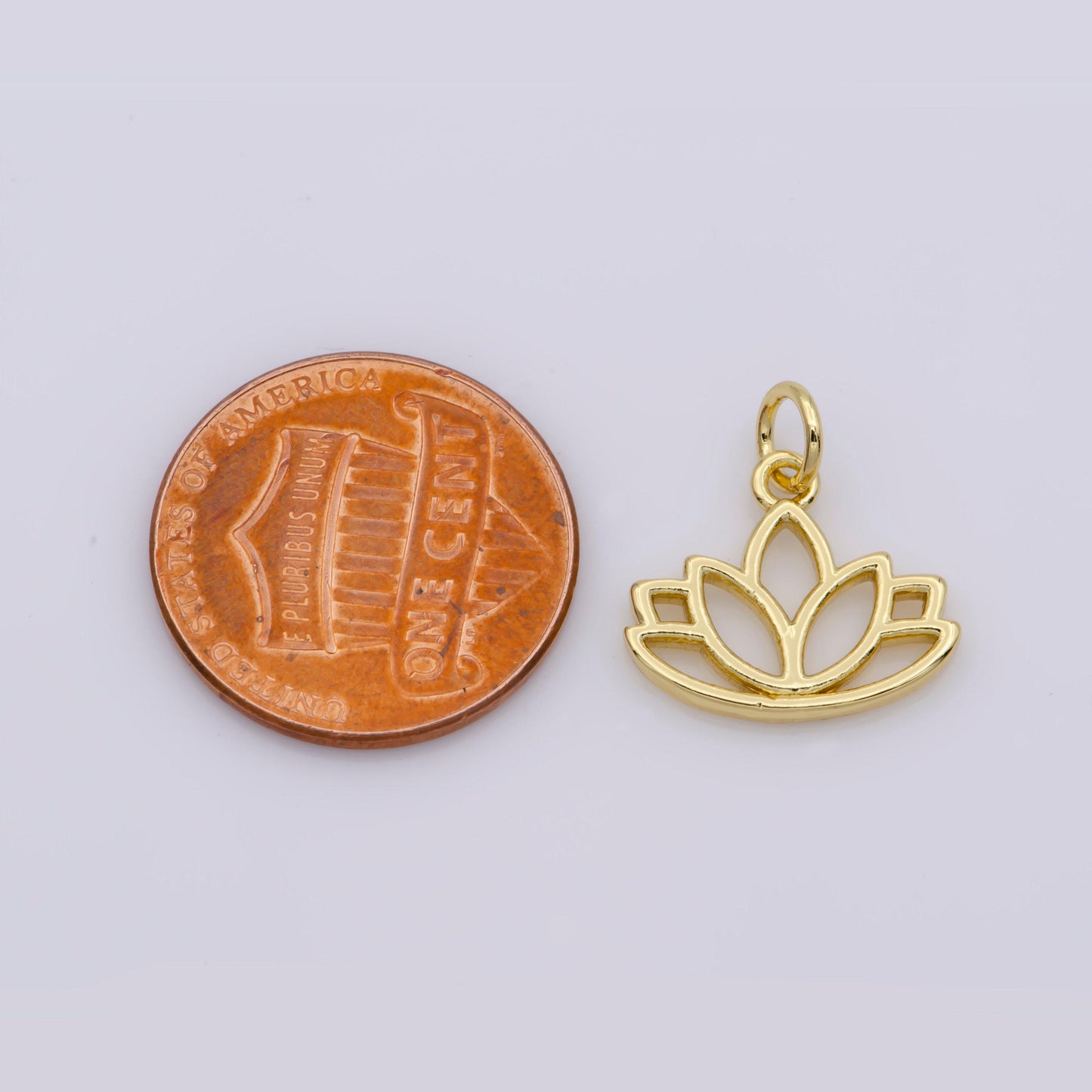 Lotus flower 24k gold charm, purity mini pendant, yoga/ zen/ meditation symbol jewelry bracelet earring necklace m-540