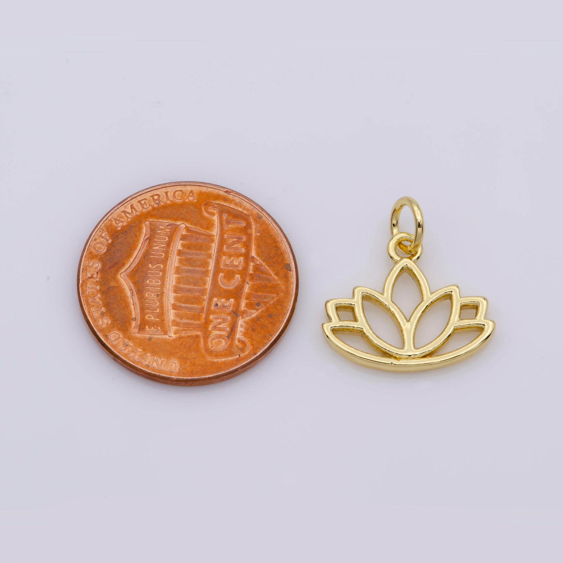 Lotus flower 24k gold charm, purity mini pendant, yoga/ zen/ meditation symbol jewelry bracelet earring necklace m-540