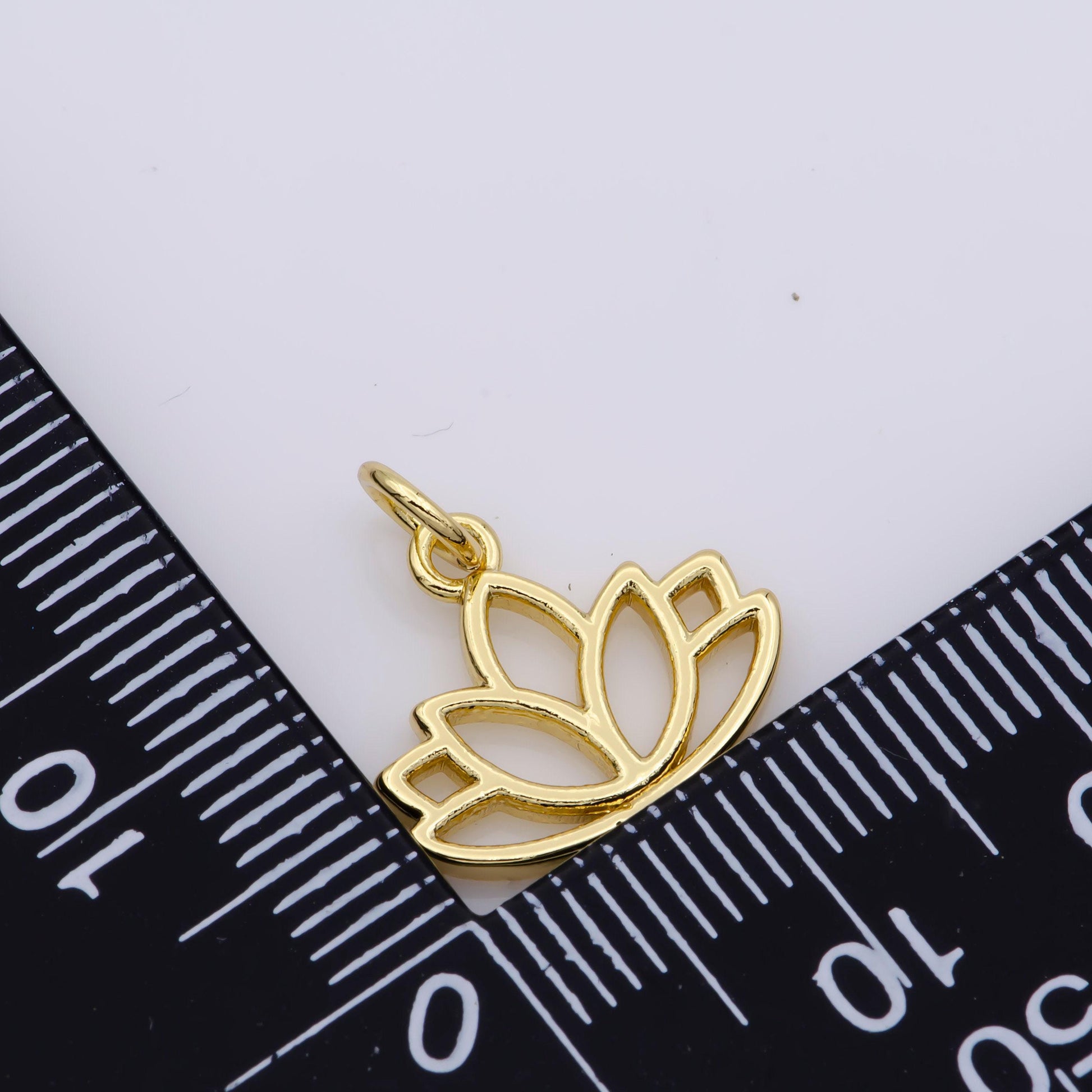 Lotus flower 24k gold charm, purity mini pendant, yoga/ zen/ meditation symbol jewelry bracelet earring necklace m-540