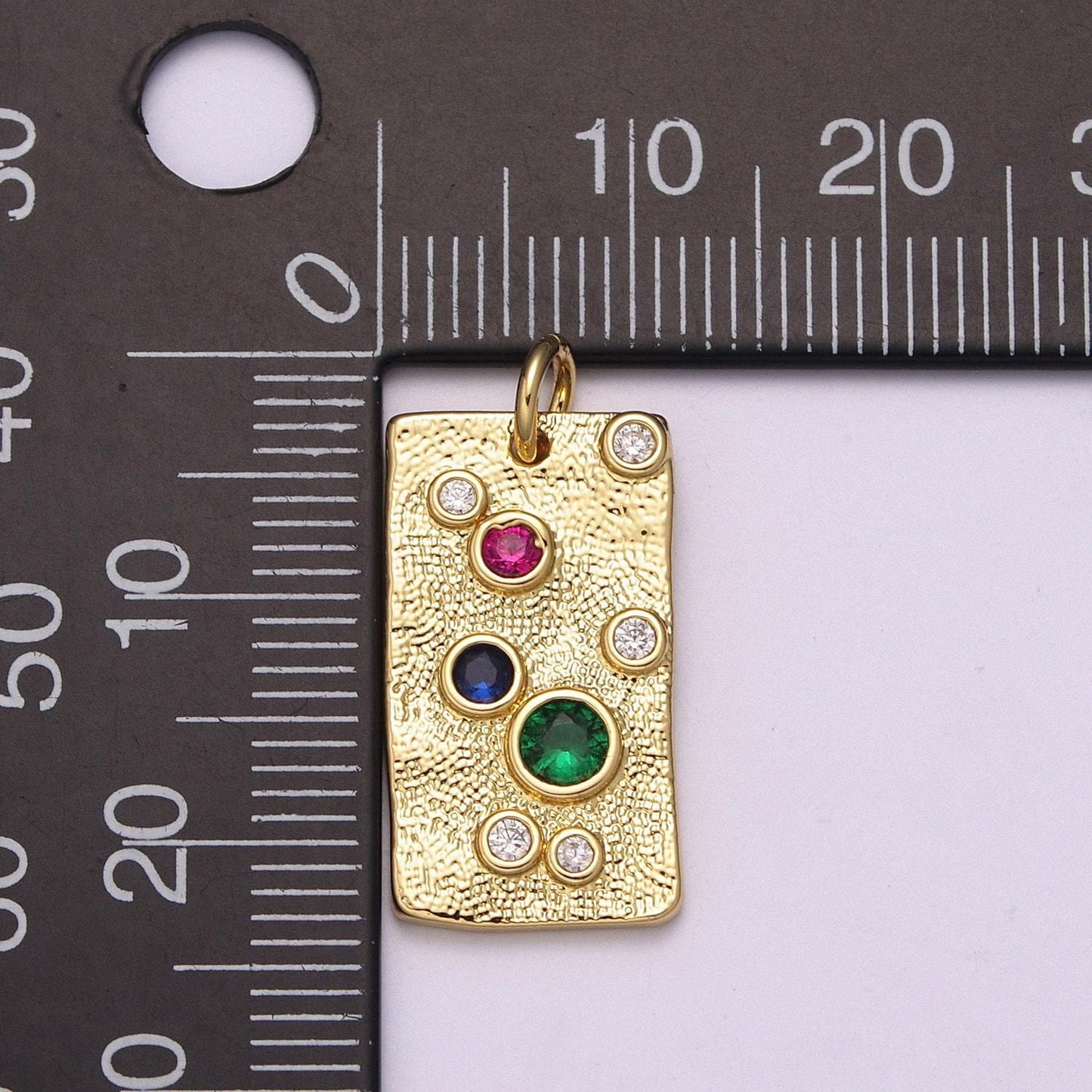 Gold charm, rainbow bubble charm, bubble pendant, bubble tag charm, tiny bubble rectangle charm 14k gold filled charm
