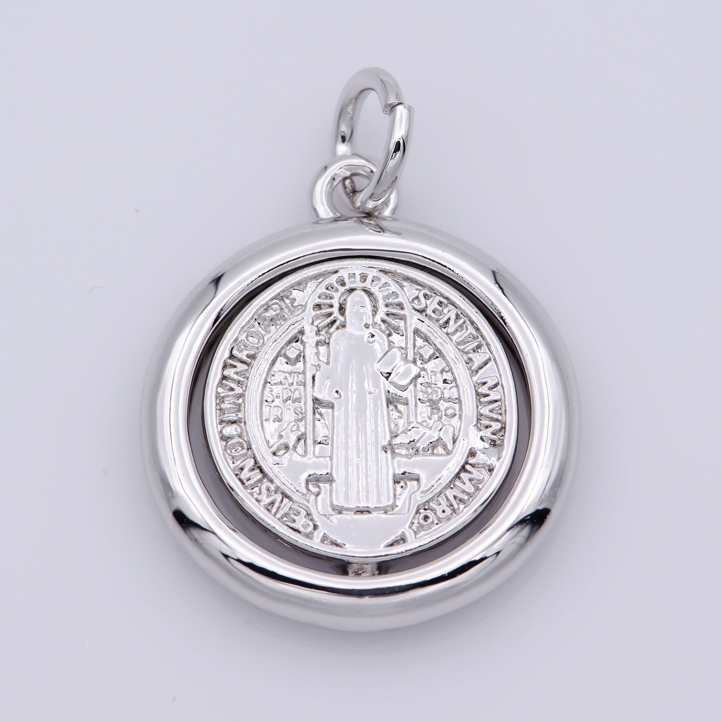 Double sided dainty gold filled saint benedict charm pray for you spinner pendant for religious jewelry making inspired m487